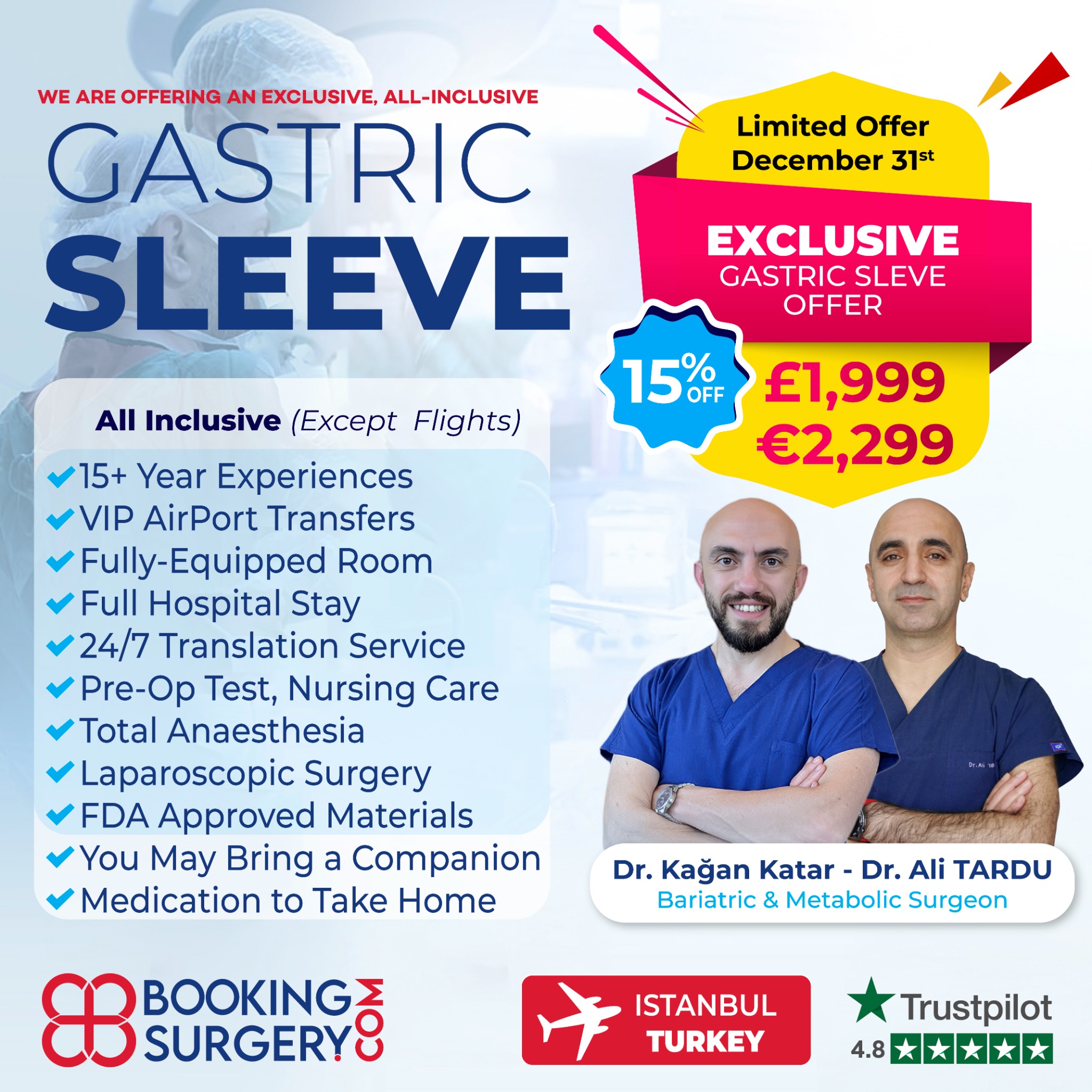 Booking Surgery Facebook ad: Gastric Sleeve Package, ONLY £1,999