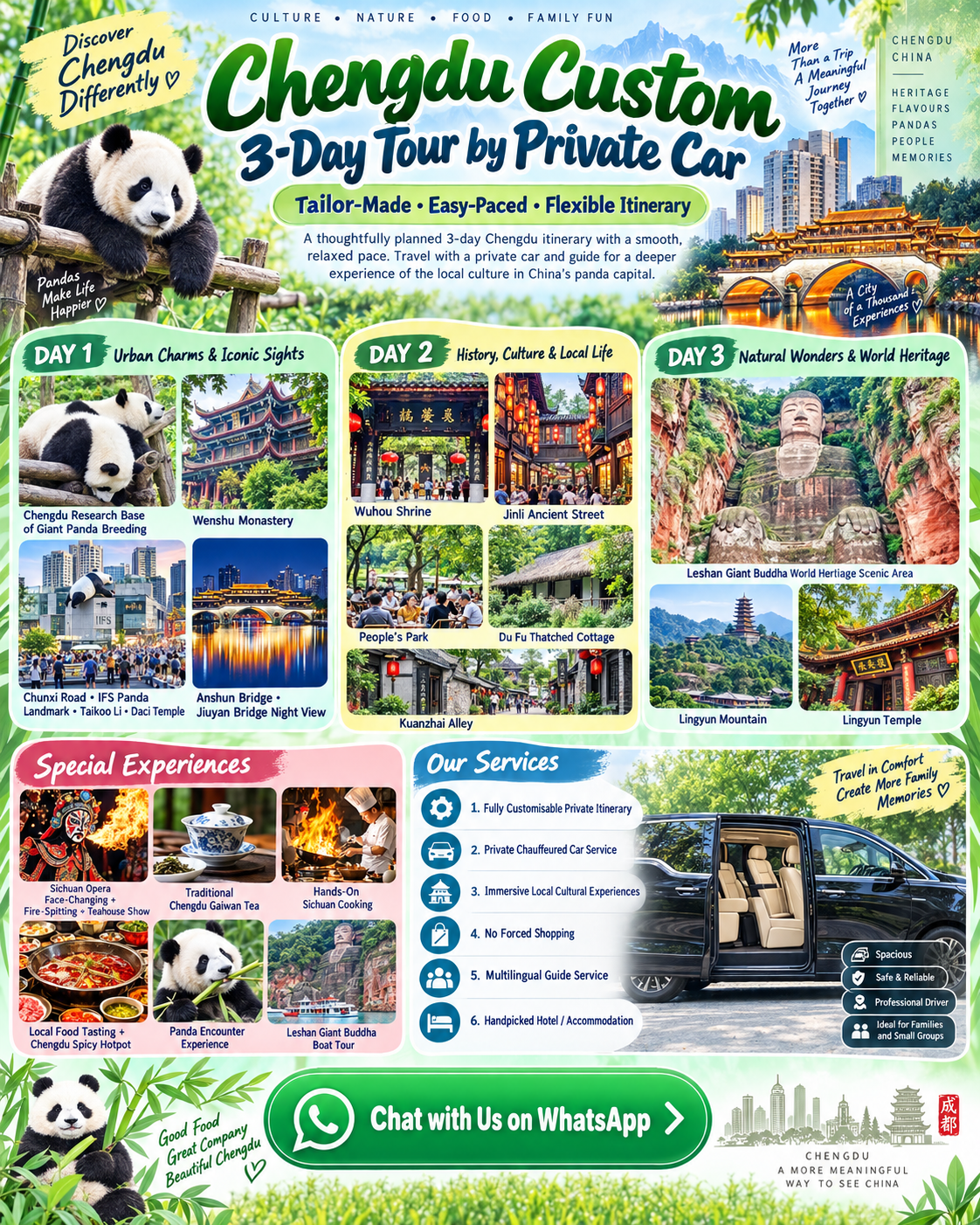 Panda Guide Private Tours Facebook ad: Plan Your 3-Day Chengdu Trip