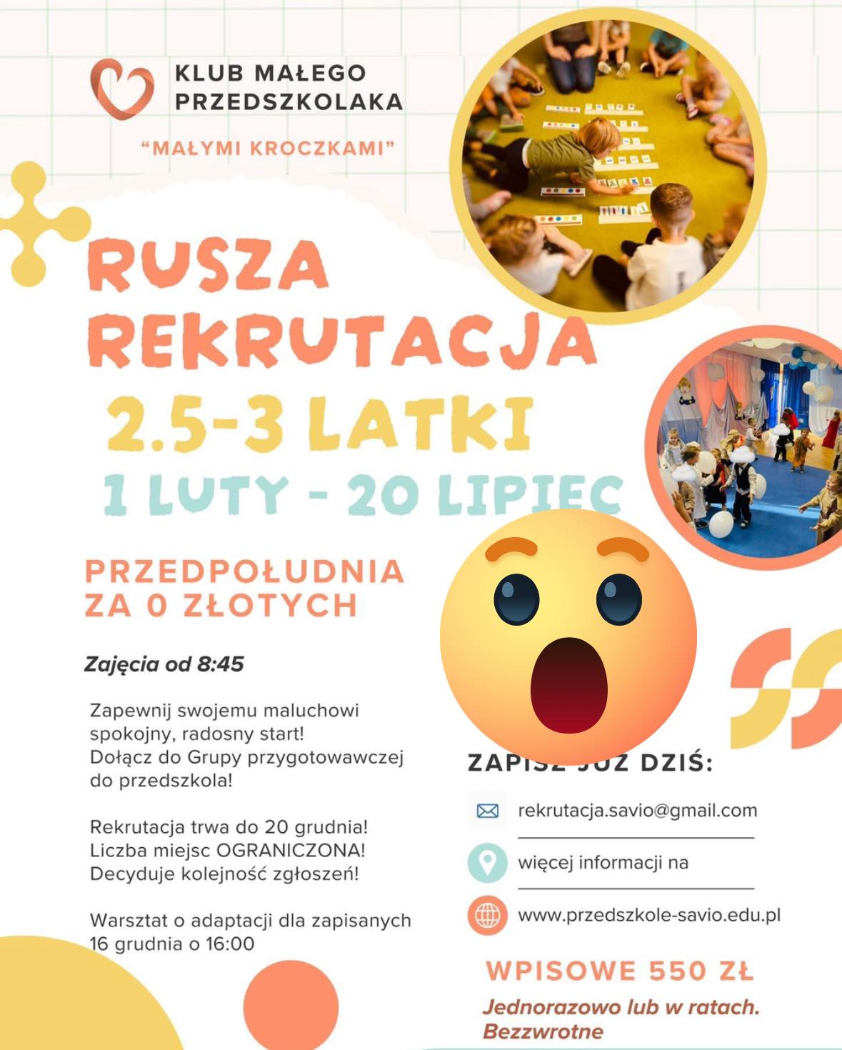 Niepubliczne Przedszkole im. św. Dominika Savio w Warszawie Facebook ad: Małymi Kroczkami, bezpieczne pierwsze kroki w przedszkolny…