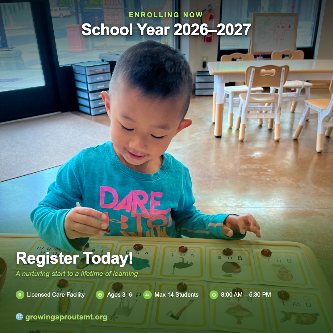 Growing Sprouts Montessori Facebook ad: HOME - Growing Sprouts Montessori