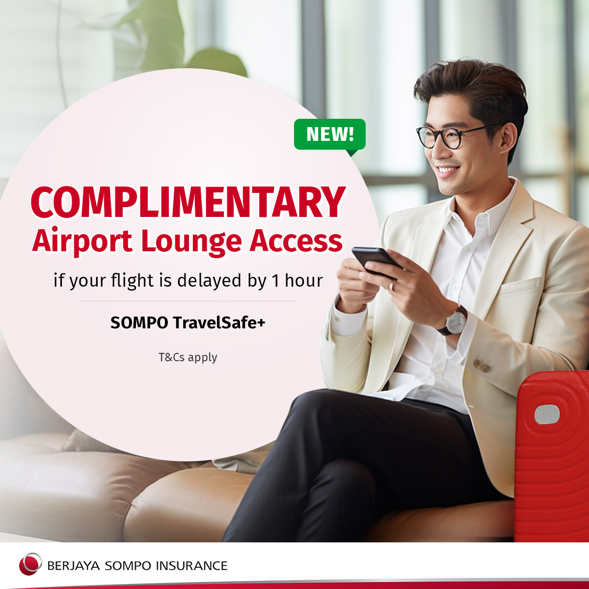 SOMPO Online Facebook ad: Enjoy complimentary lounge access when your registered…
