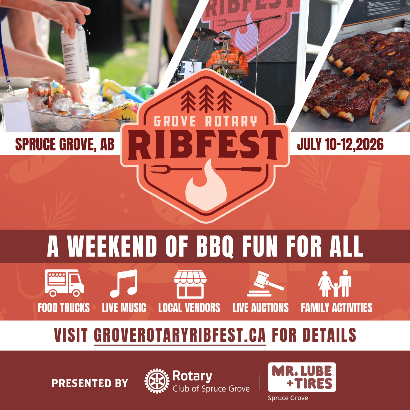 Rotary Club of Spruce Grove Facebook ad: Music, Fun, and RIBS!