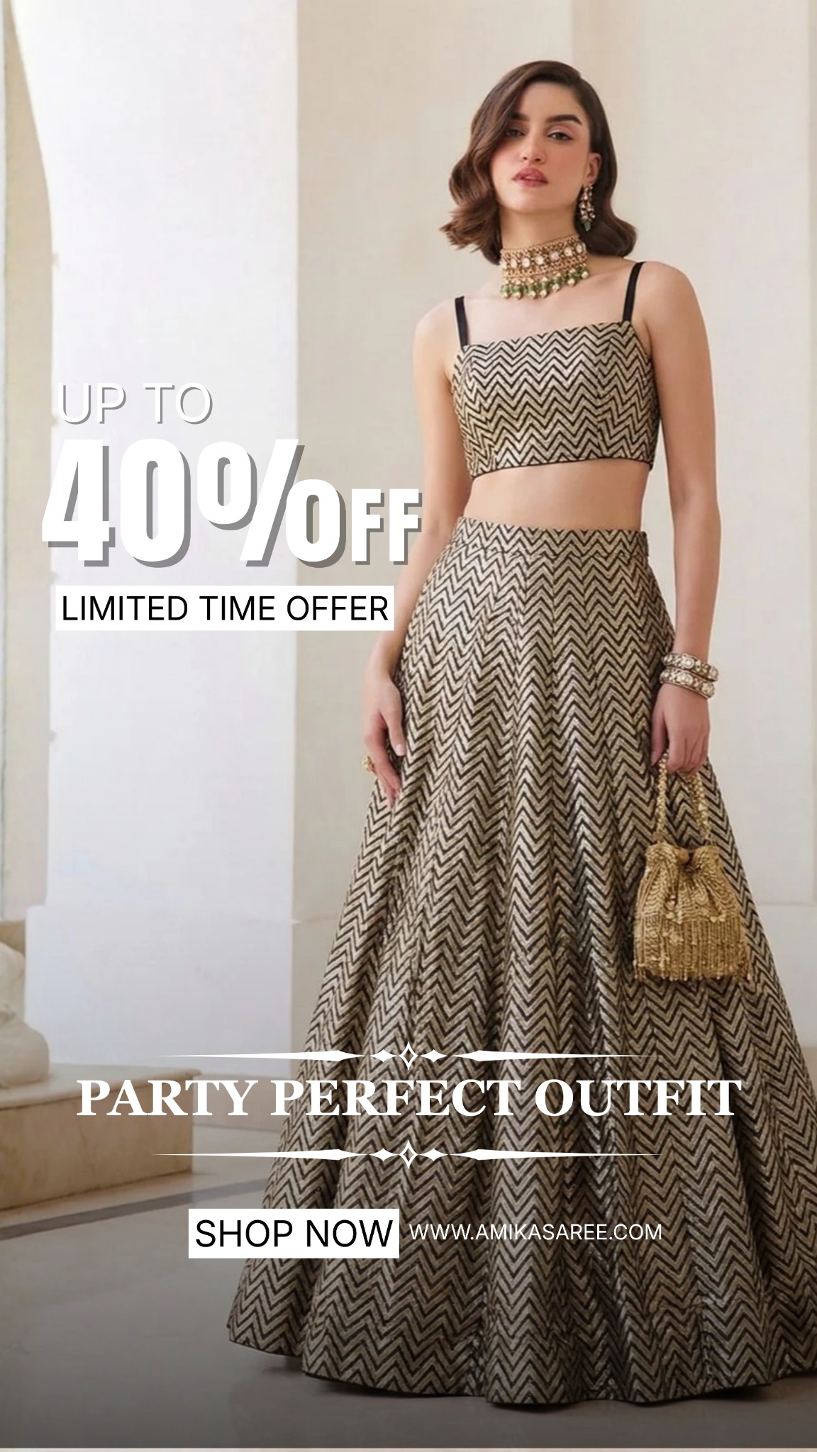 Amika Saree Facebook ad from Feb 24, 2026