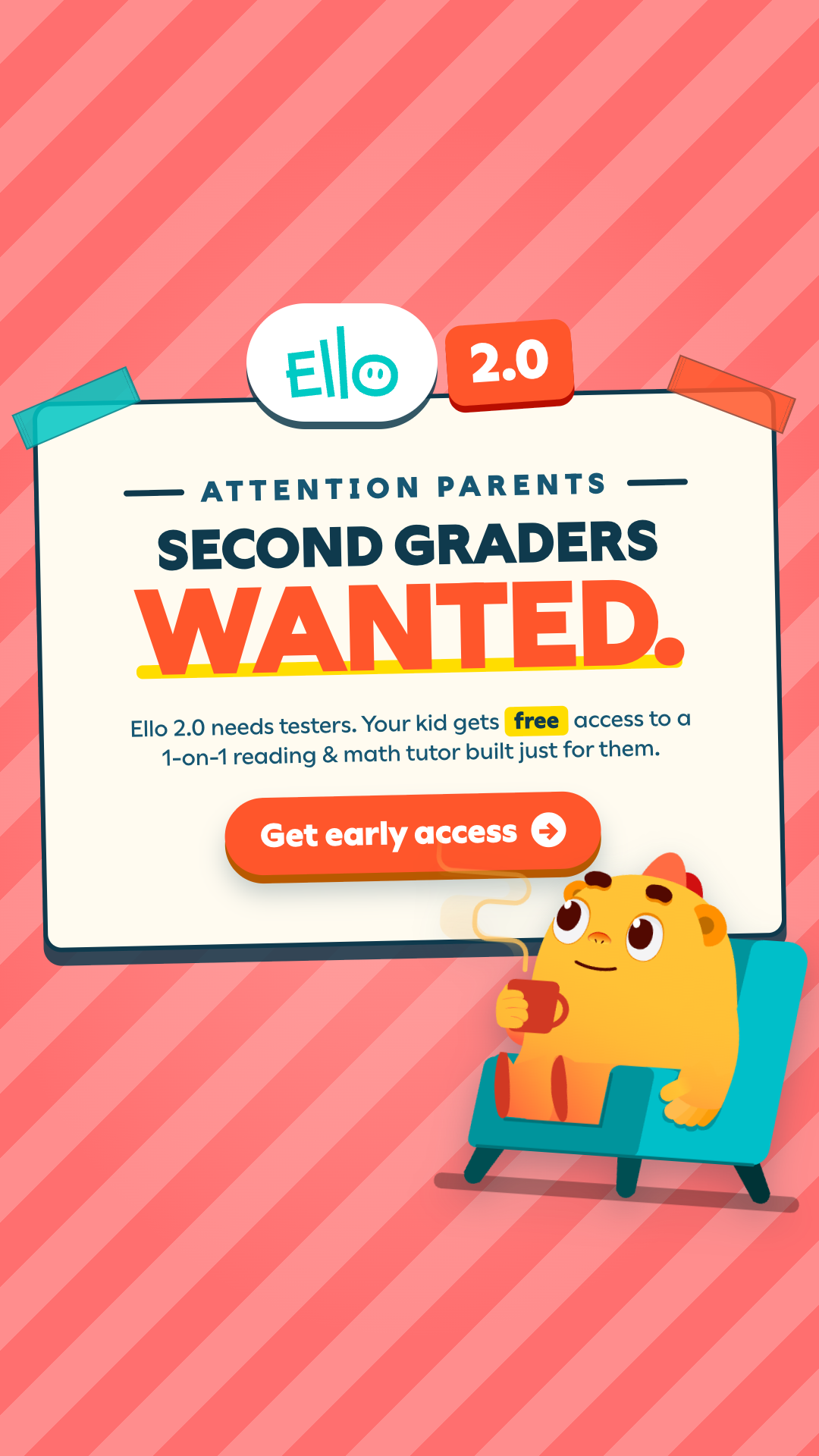 Learn With Ello Facebook ad: Get free early access to Ello 2.0