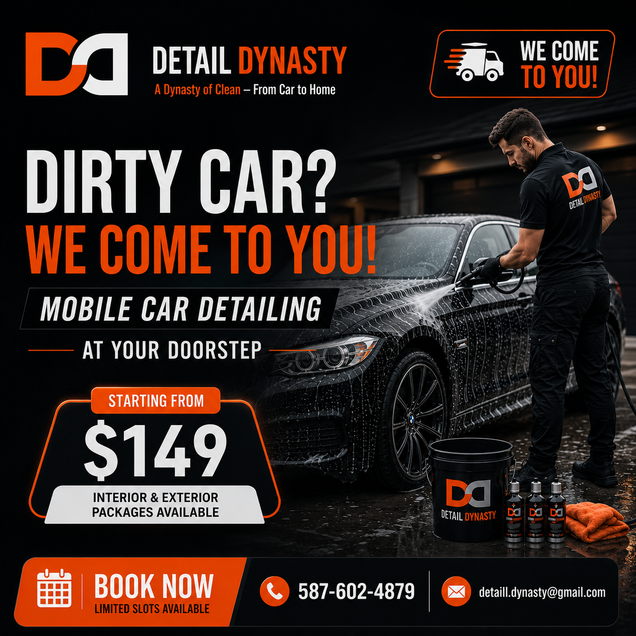 Detail Dynasty Facebook ad: Book Now!
