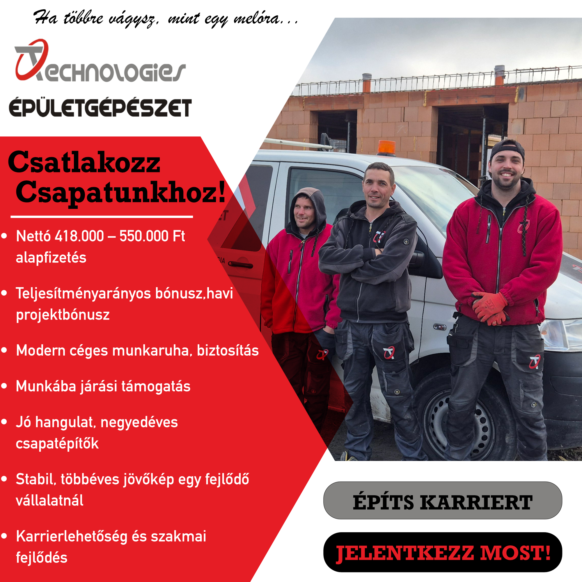 Technologies Épületgépészet Facebook ad: Épületgépész szerelőt keresünk