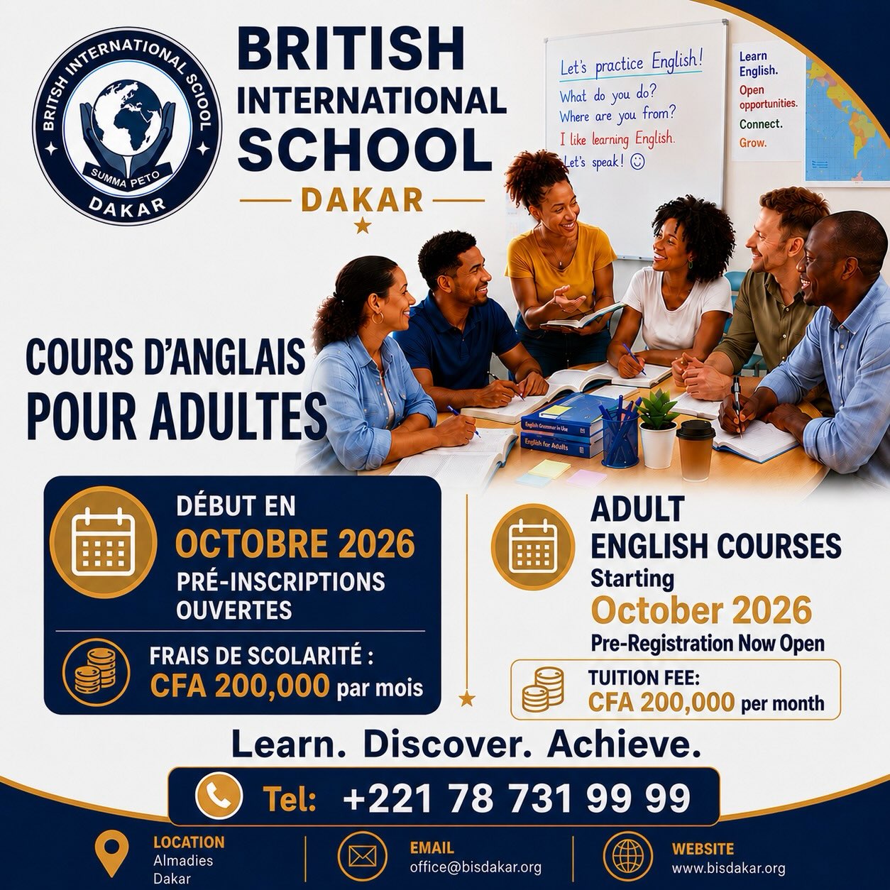 British International School Dakar Facebook ad: Home