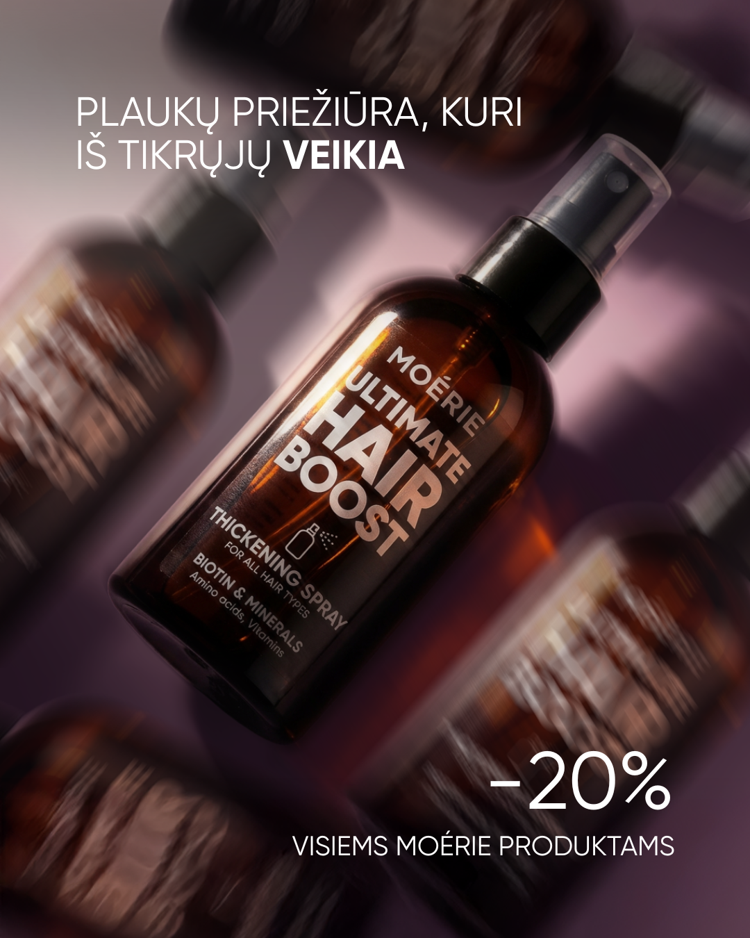 Moérie Beauty Facebook ad: -20% Visiems Produktams