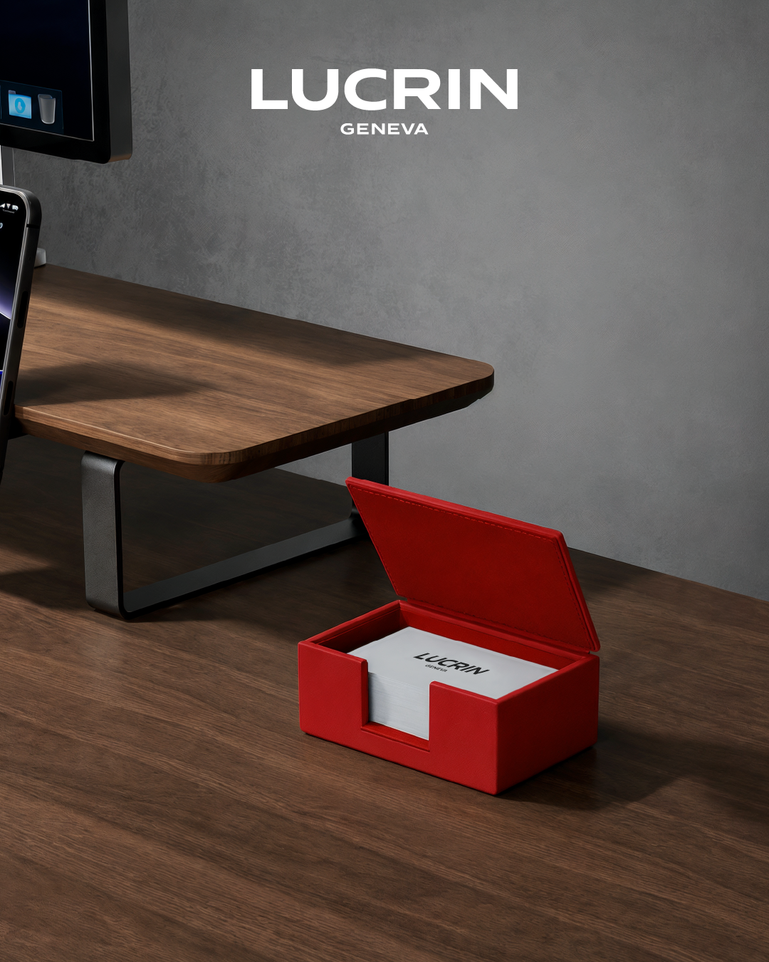 LUCRIN Geneva Facebook ad: Leather Business Card Box