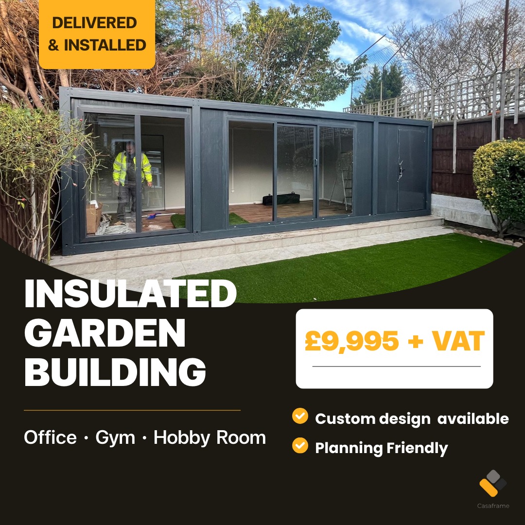 Casaframe Facebook ad: Looking for a proper garden office or multi-purpose…
