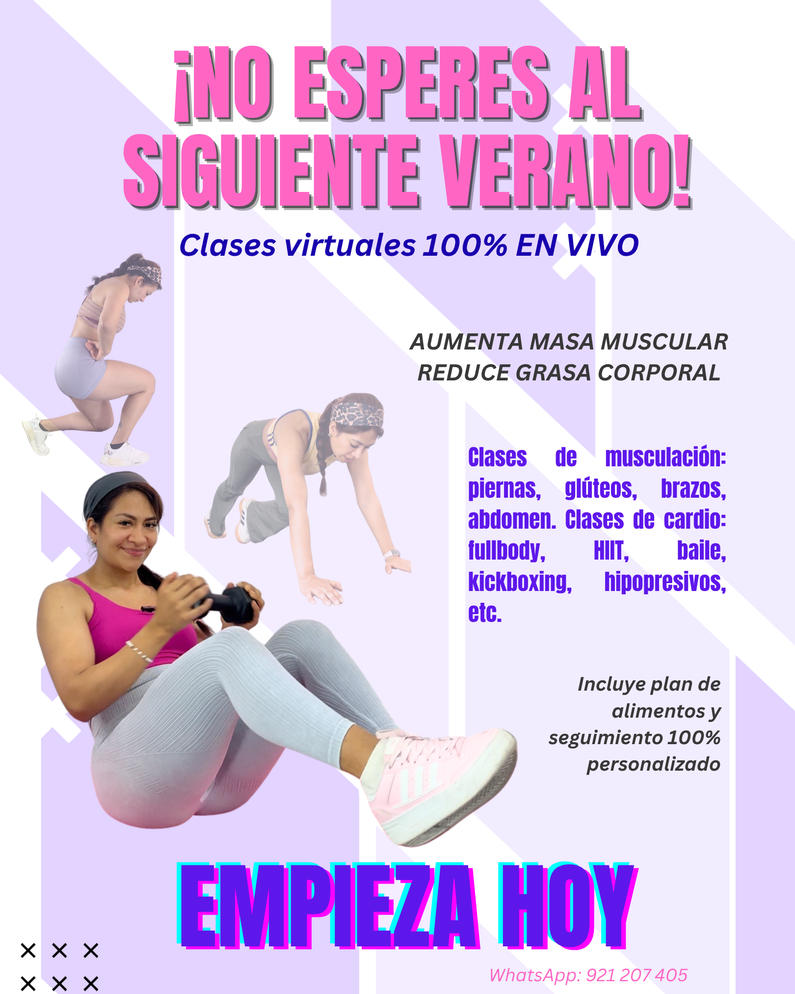 24/7 en Forma Facebook ad: Plan personalizado + clases virtuales