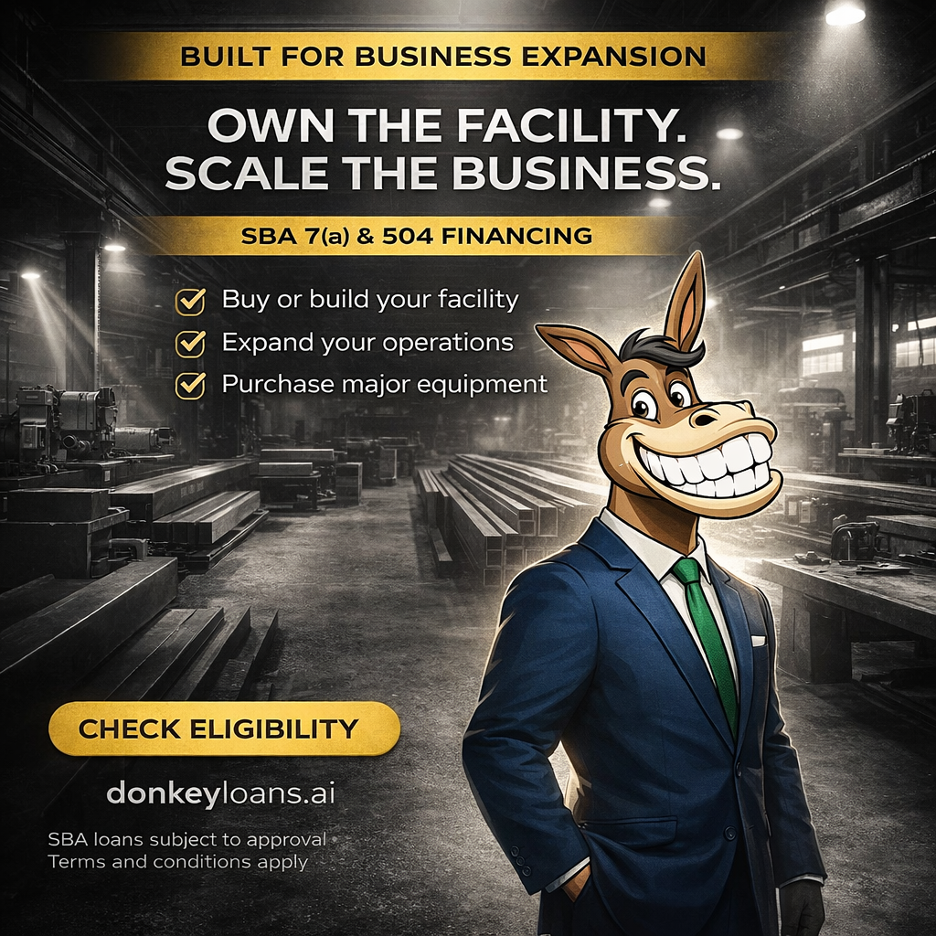 DonkeyLoans Facebook ad: SBA Loans for Business Growth