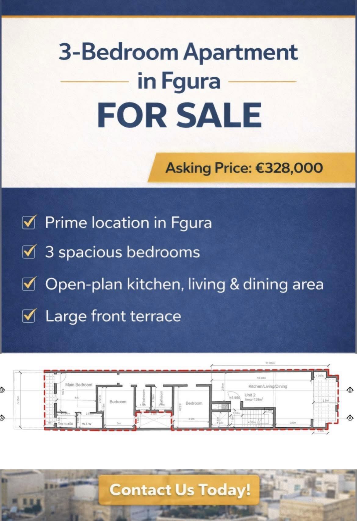 Ryan Grima - Proprjetà Facebook ad: | 3 BEDROOM APARTMENT + FRONT TERRACE |…