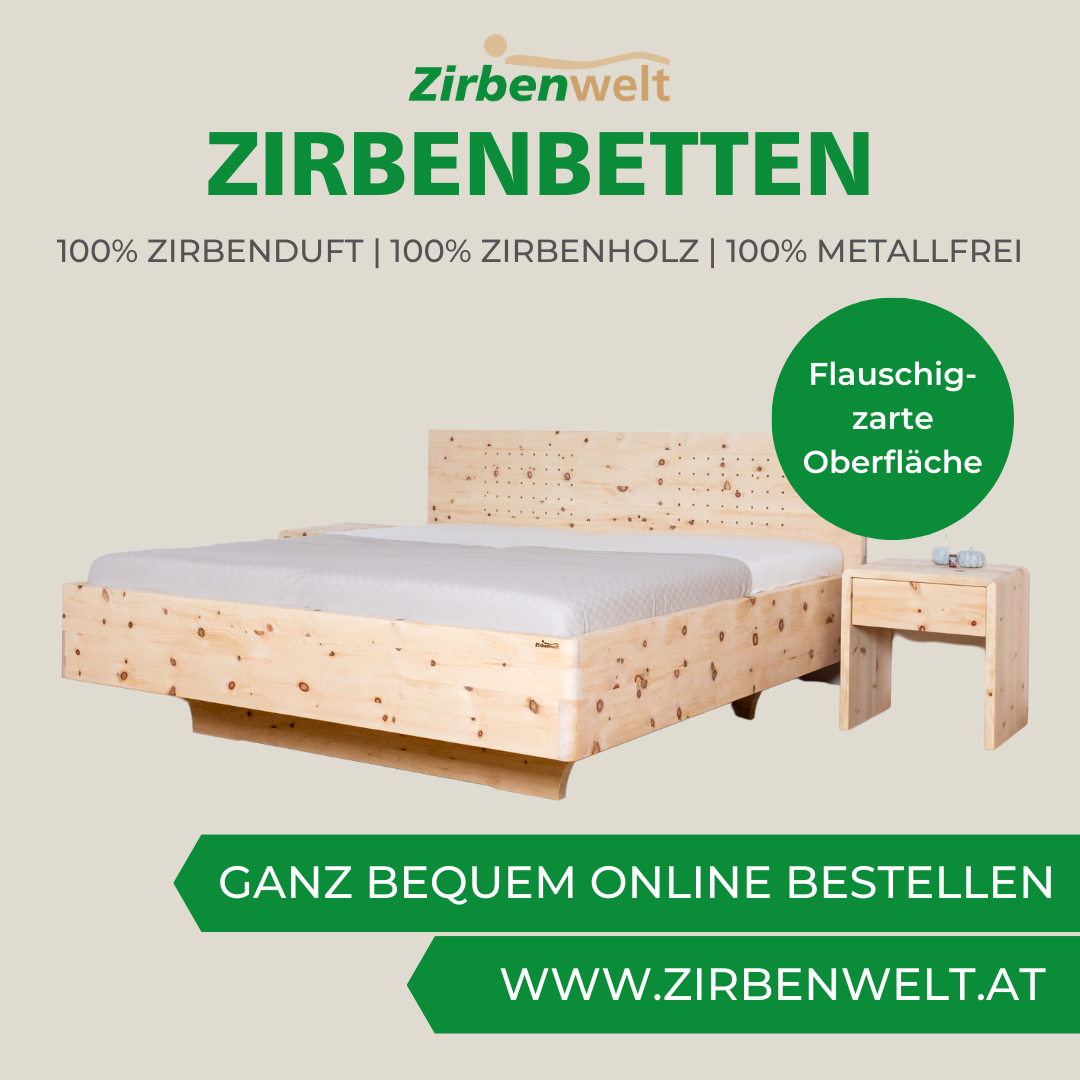 Zirbenwelt Facebook ad: Zirbenbetten. wie das duftet