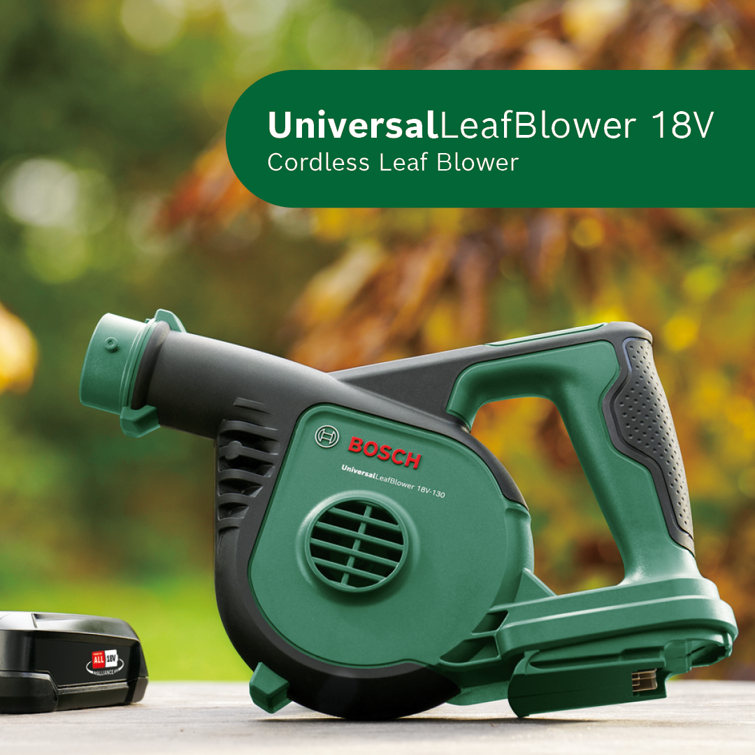 Bosch DIY Power Tools Australia and New Zealand Facebook ad: The UniversalLeafBlower 18V is the ultimate grab-and-go…