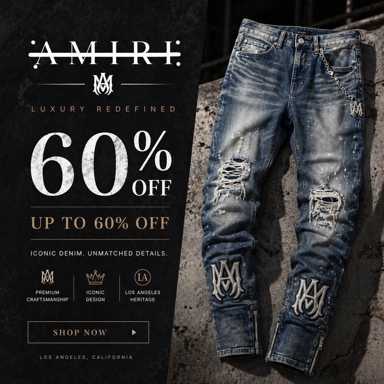 Amrjeans Facebook ad: Luxury Streetwear Denim Sale