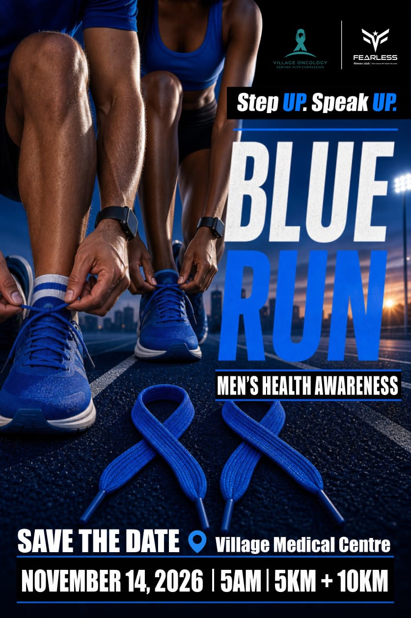 Village Oncology Facebook ad: Ladies and Gentlemen,Lace Up Your Running Shoes!