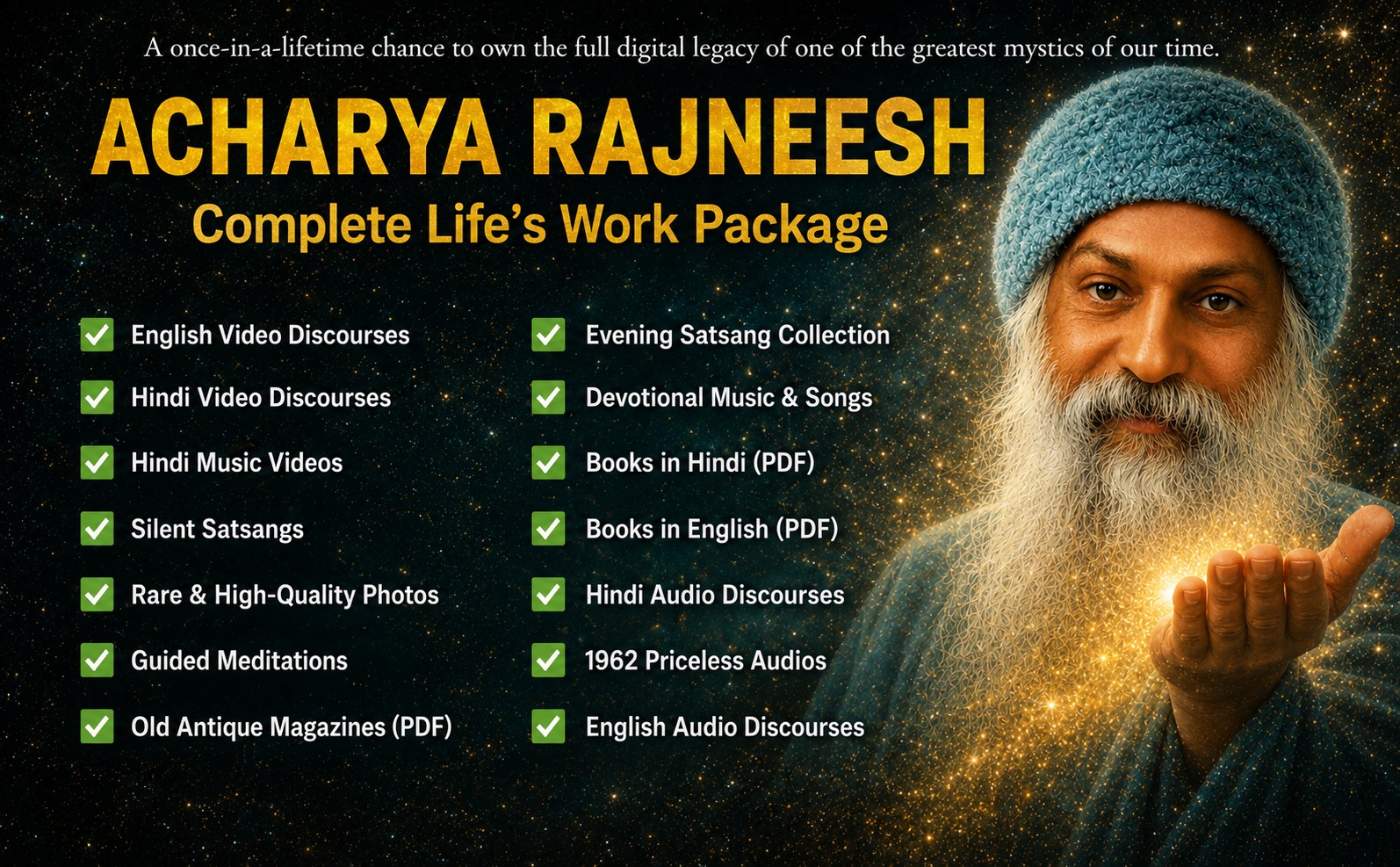 Courseleoworld Facebook ad: 5000GB Acharya Rajneesh Archive, Lifetime Access ₹399