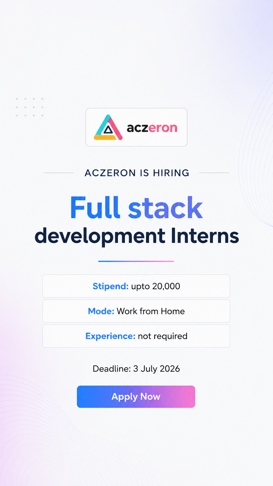 Internship Studio Facebook ad from Jun 13, 2026