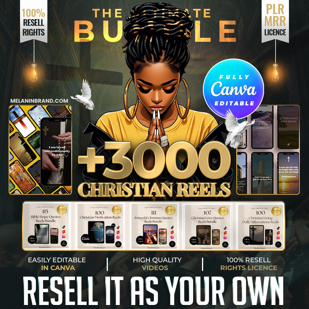 MelaninBrand Facebook ad: 3,000 Christian Videos with Resell Rights (PLR + MRR)