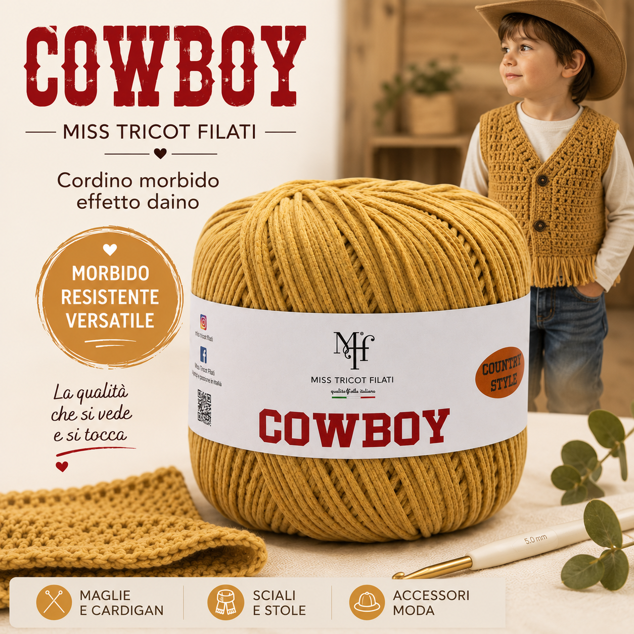 LacariaRicami.Store Facebook ad: CORDINO CowBoy, Miss Tricot Filati