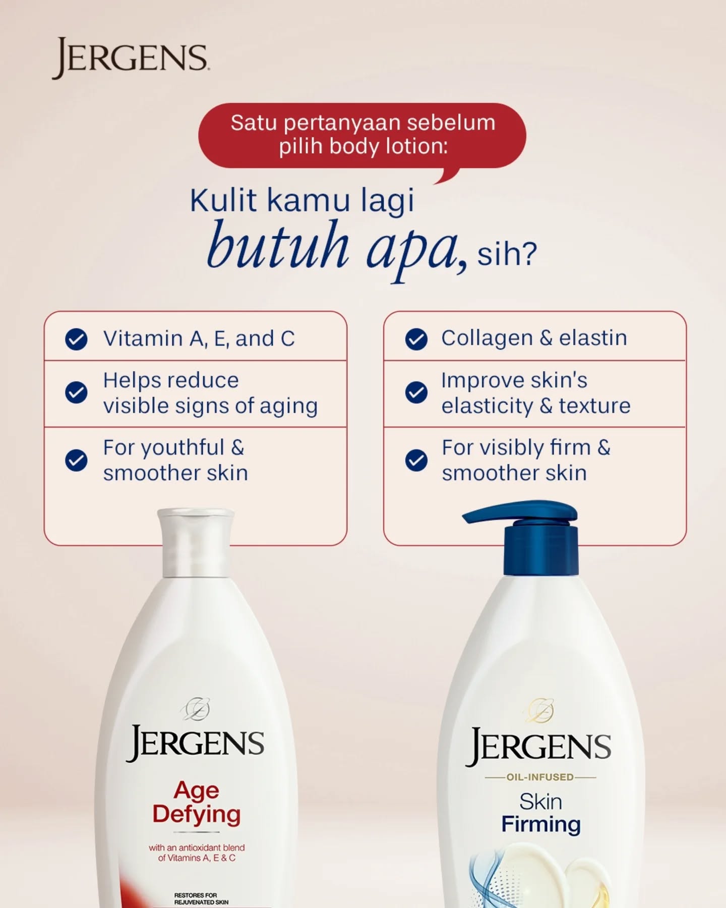 Jergens Indonesia Facebook ad: Kulit kencang awet muda bukan hasil dari satu…