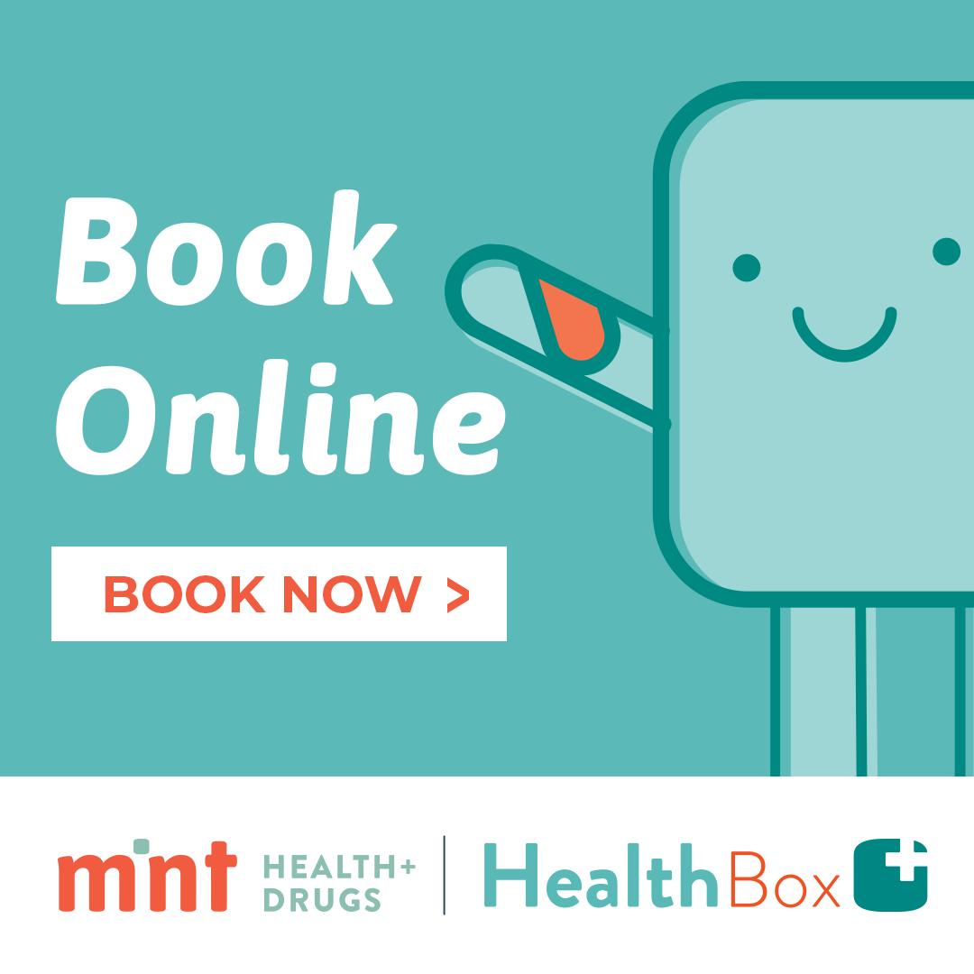 Mint Health And Drugs Facebook ad: Book online in seconds!