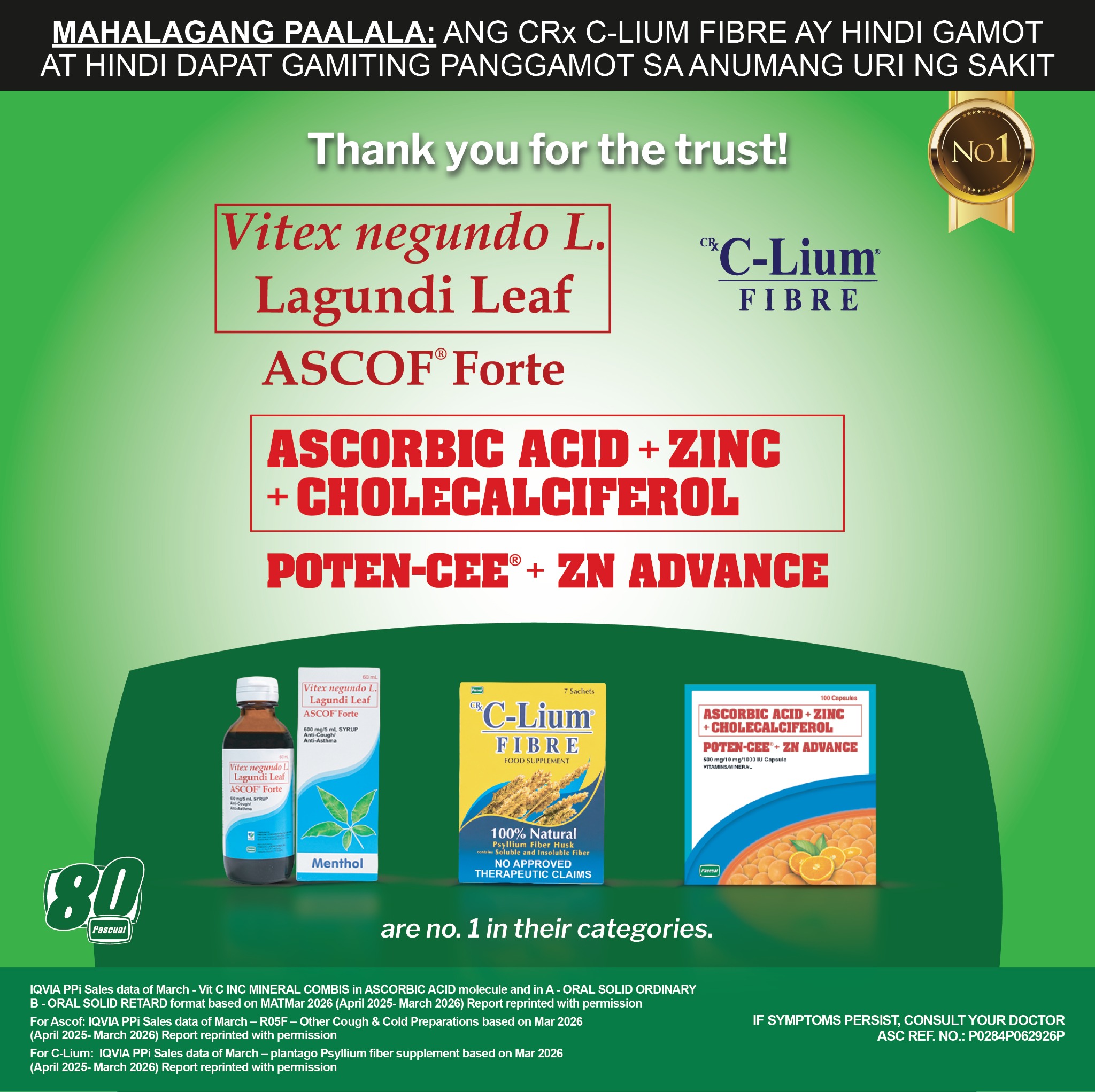 Pascual Laboratories Facebook ad: Thanks you for trusting #PascualLabat80…