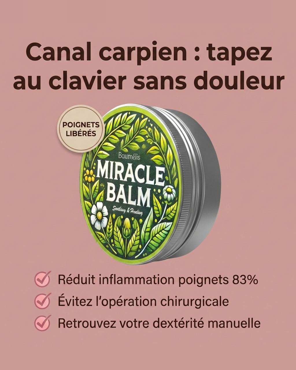 Baumélis Facebook ad: Vivez le soulagement et le confort de travail ou récupérez…