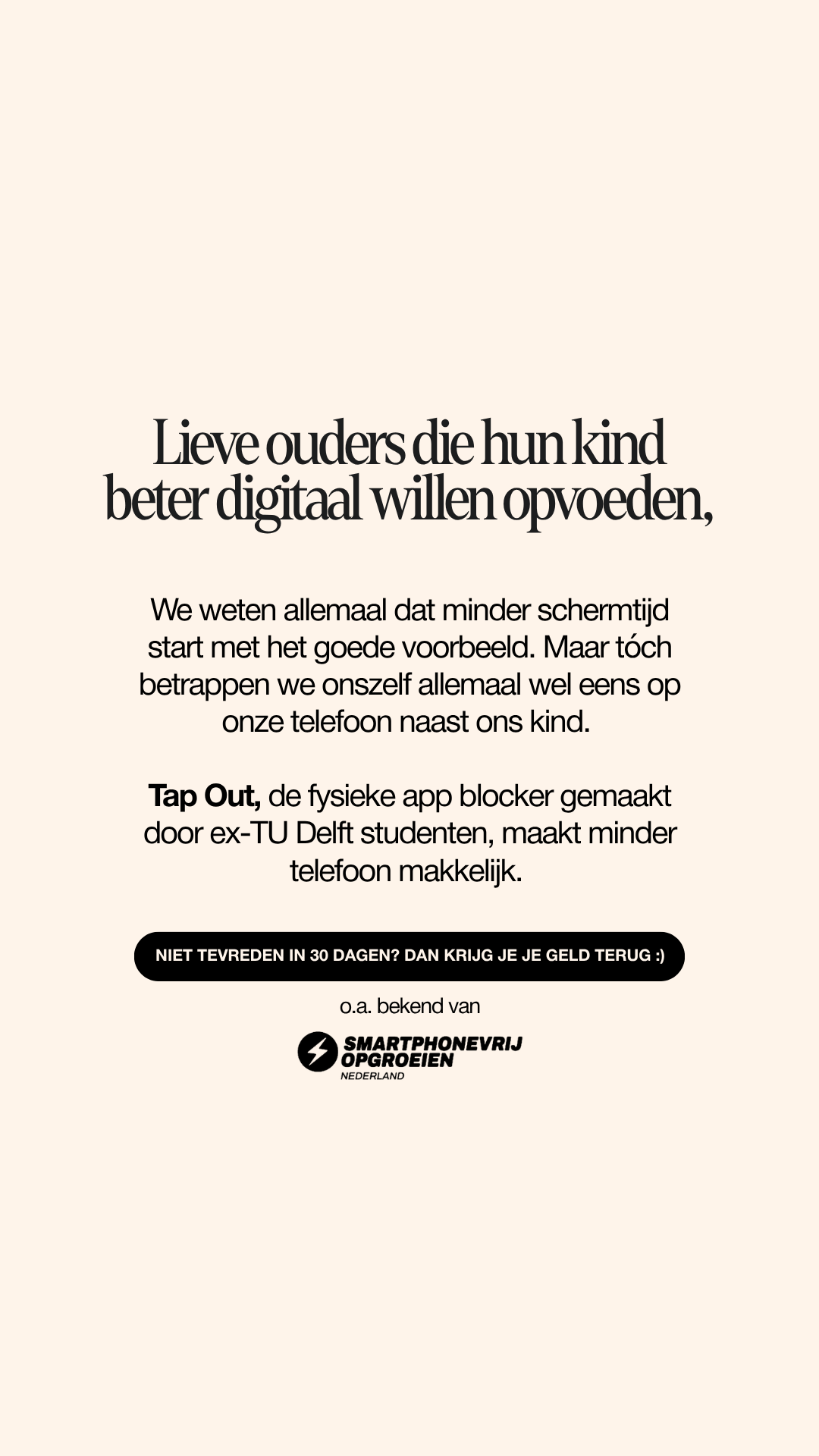 Tap Out Facebook ad