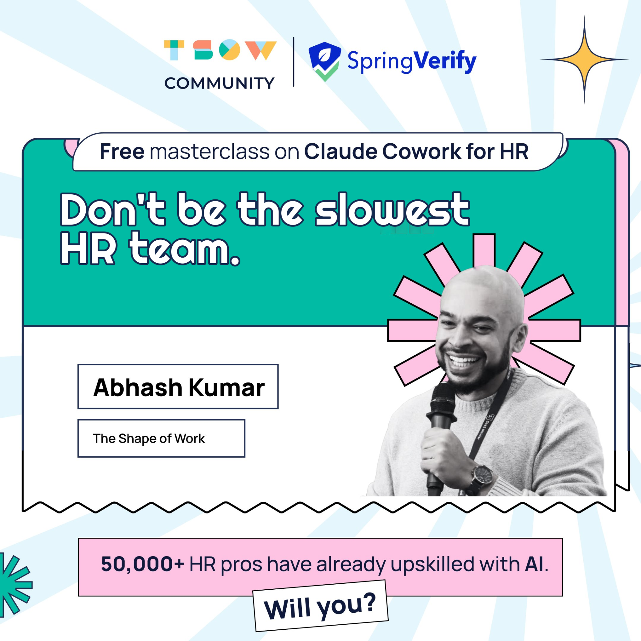 Springworks Facebook ad: Advanced Claude Cowork for HR Professionals