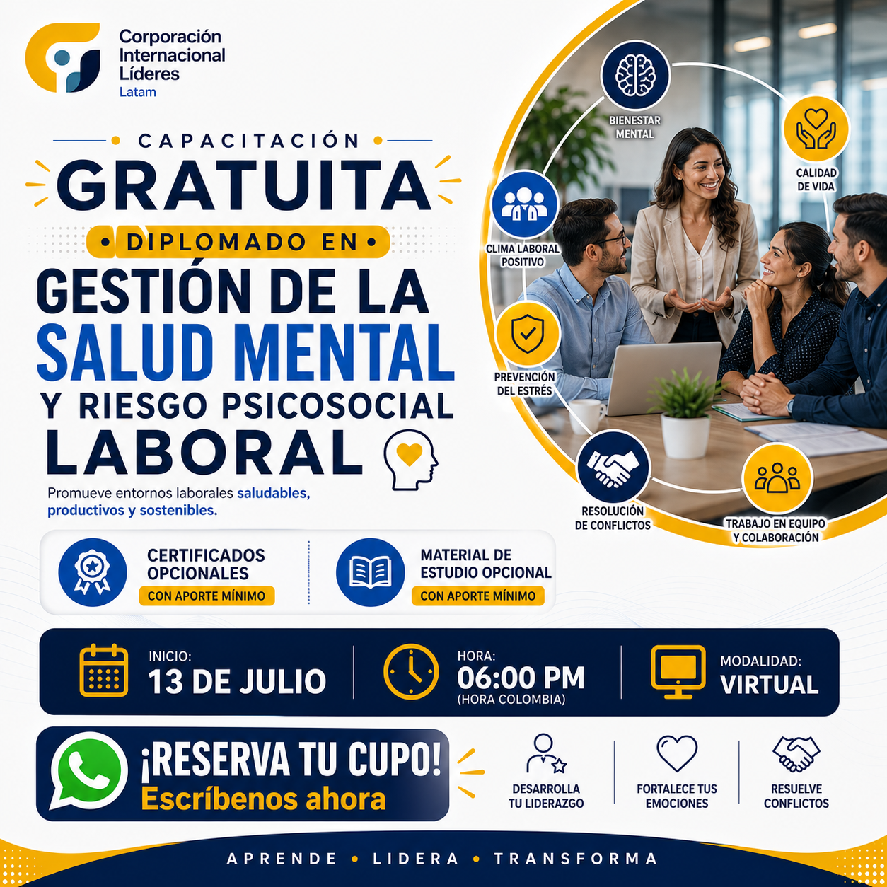 Corporación Internacional Líderes Latinoamérica ONG Facebook ad: DIPLOMADO EN SALUD MENTAL_VNZLA Y RIESGO PSICOSOCIAL LABORAL