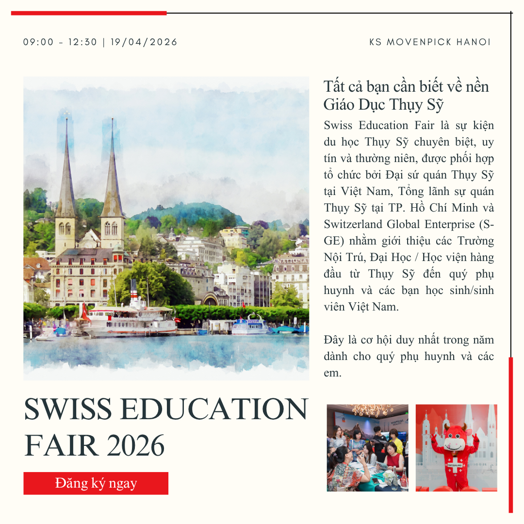 Swiss Education Fair Vietnam Facebook ad: Ngày hội giáo dục Thụy Sỹ 2026