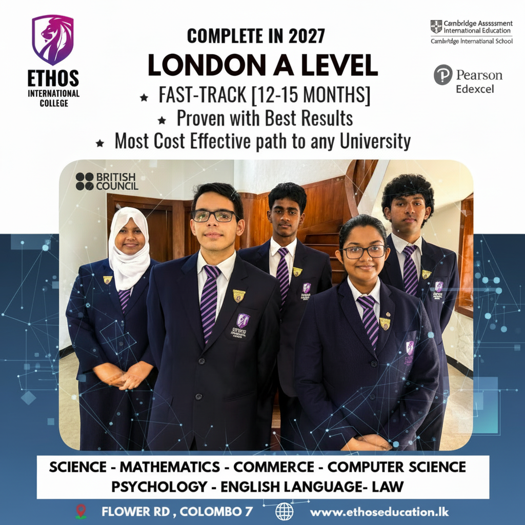 Ethos Education Facebook ad: A LEVELS IN 12 MONTHS