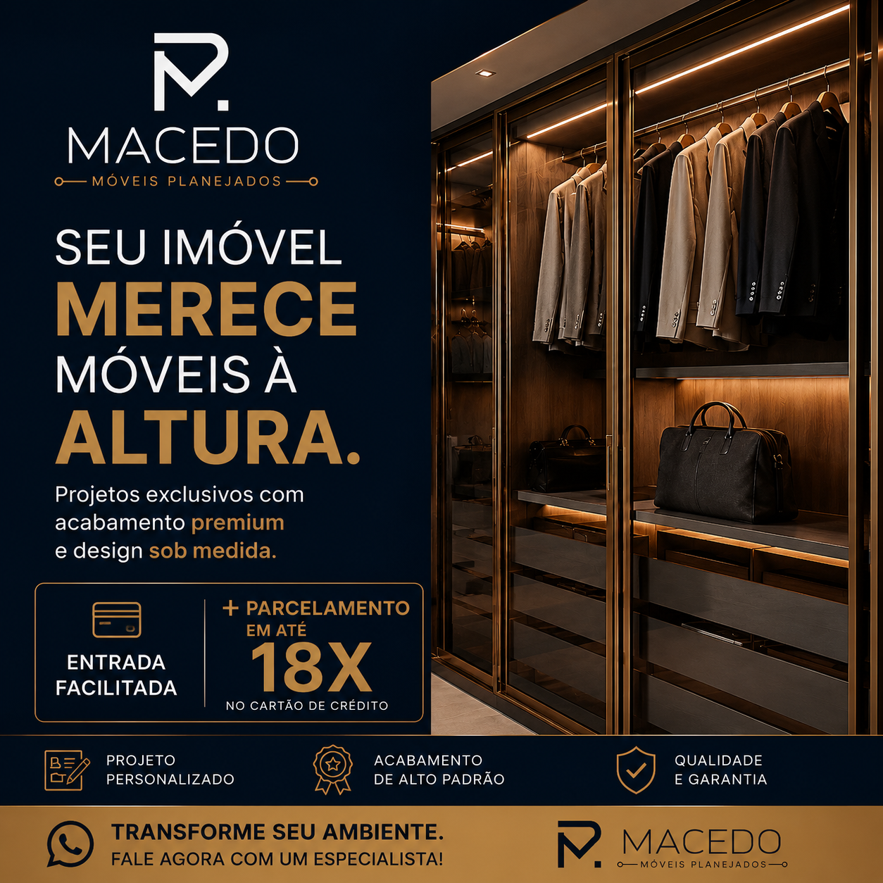 Macedo Móveis Projetados Facebook ad: Móveis planejados para quem acabou de comprar imóvel