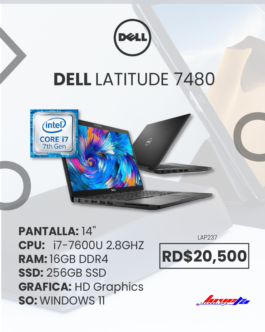 Lovera Technology Facebook ad: Dell Latitude 7480