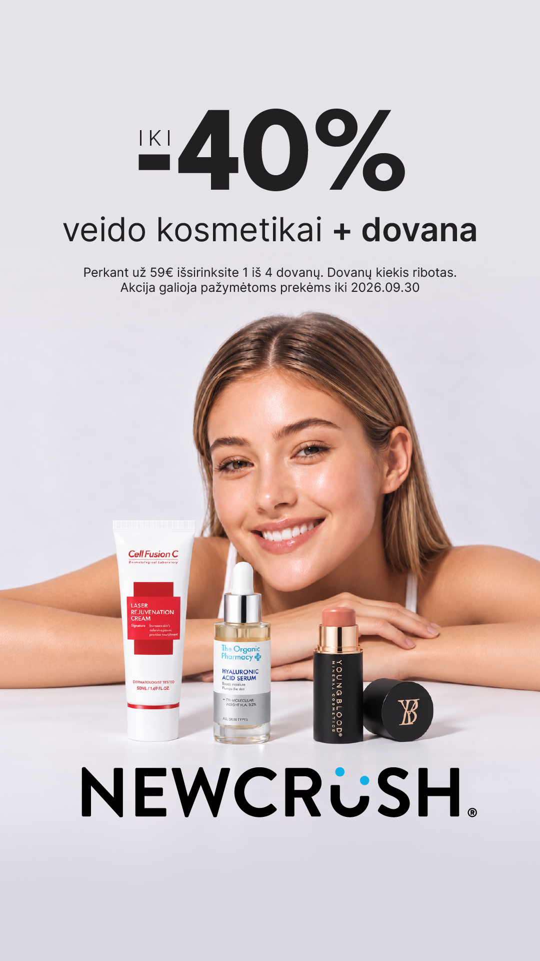 Newcrush Facebook ad: Pasinaudok nuolaida ir pasiimk dovaną