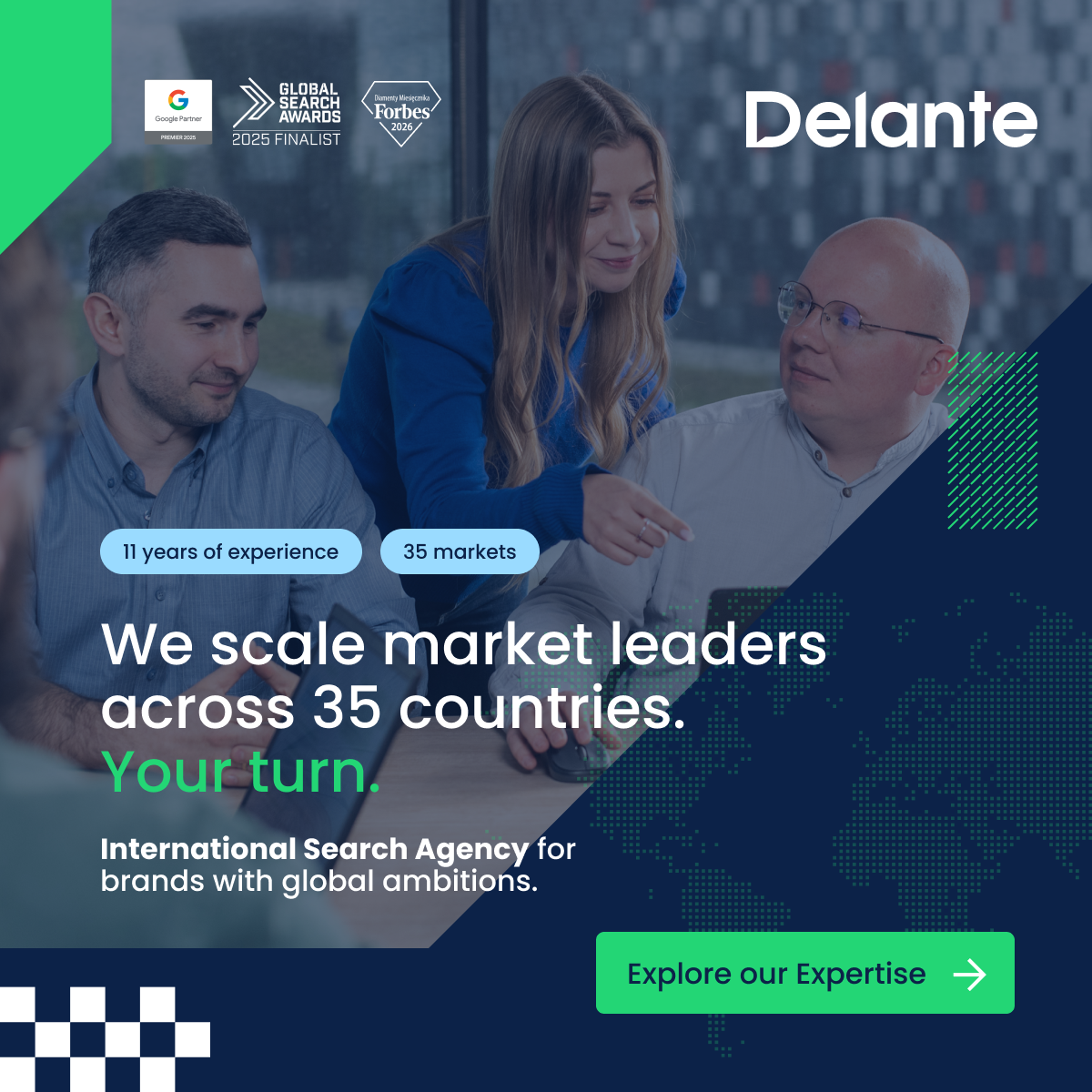 Delante SEO / SEM Agency Facebook ad: Your strategy deserves a partner, not just a…