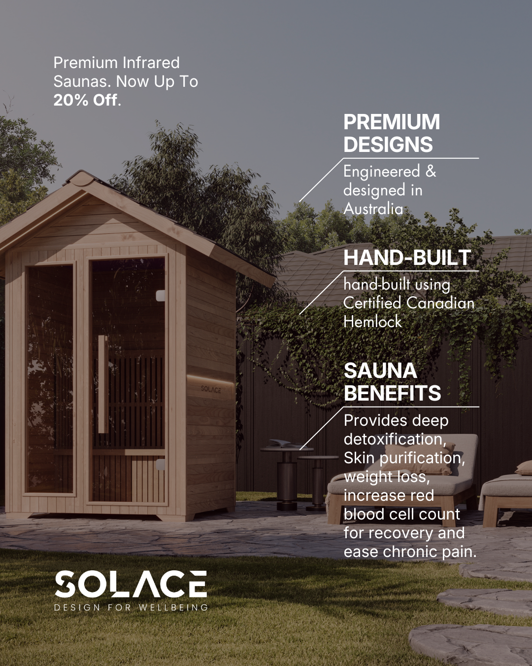 SolaceSauna Facebook ad: ๐จ๐ฃ ๐ง๐ข ๐ฎ๐ฌ% ๐ข๐๐ ๐ช๐๐ฅ๐๐๐ข๐จ๐ฆ๐ ๐ฆ๐๐๐.