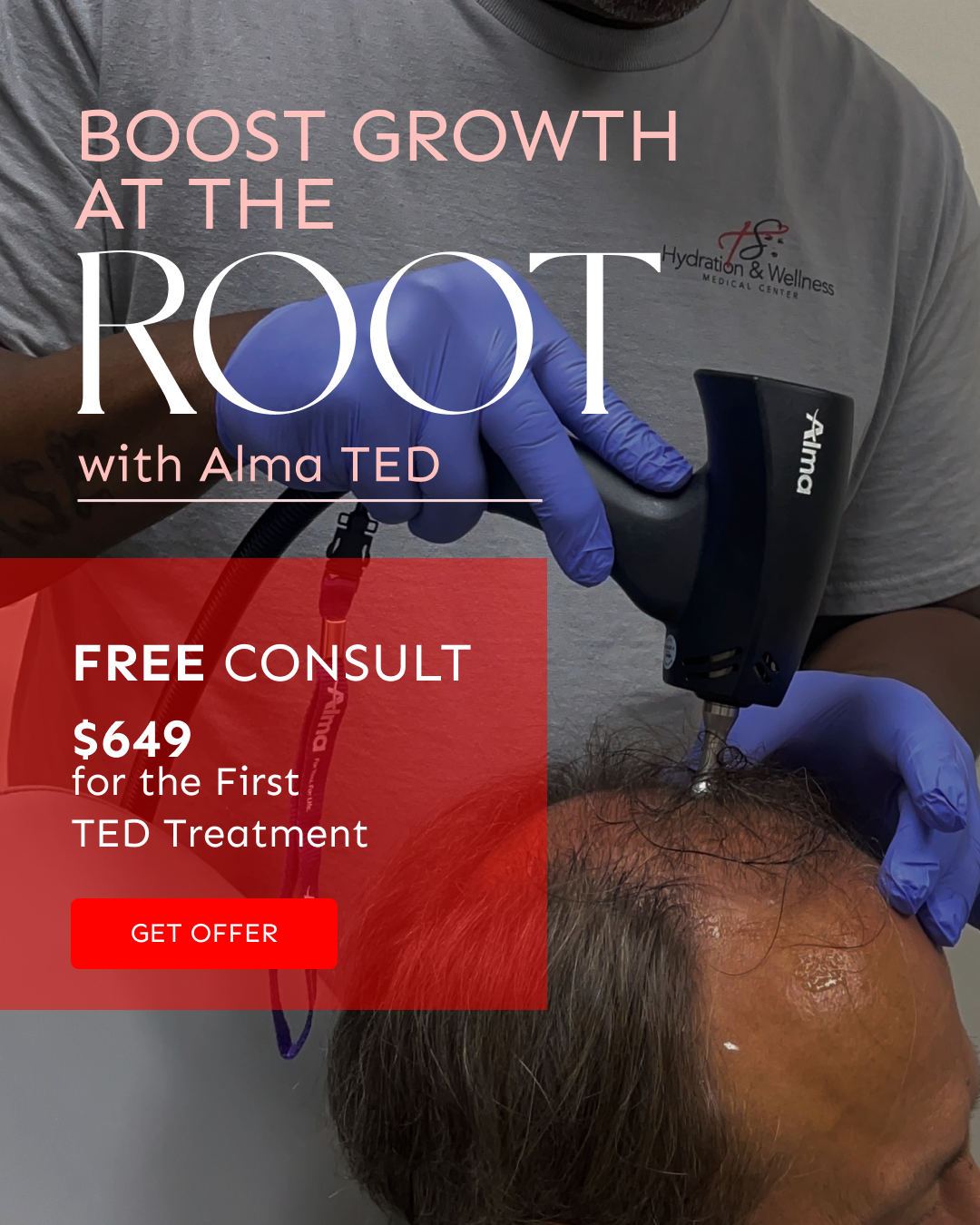TS Hydration & Wellness Medical Center Facebook ad: The NEW way of reversing hair loss…
