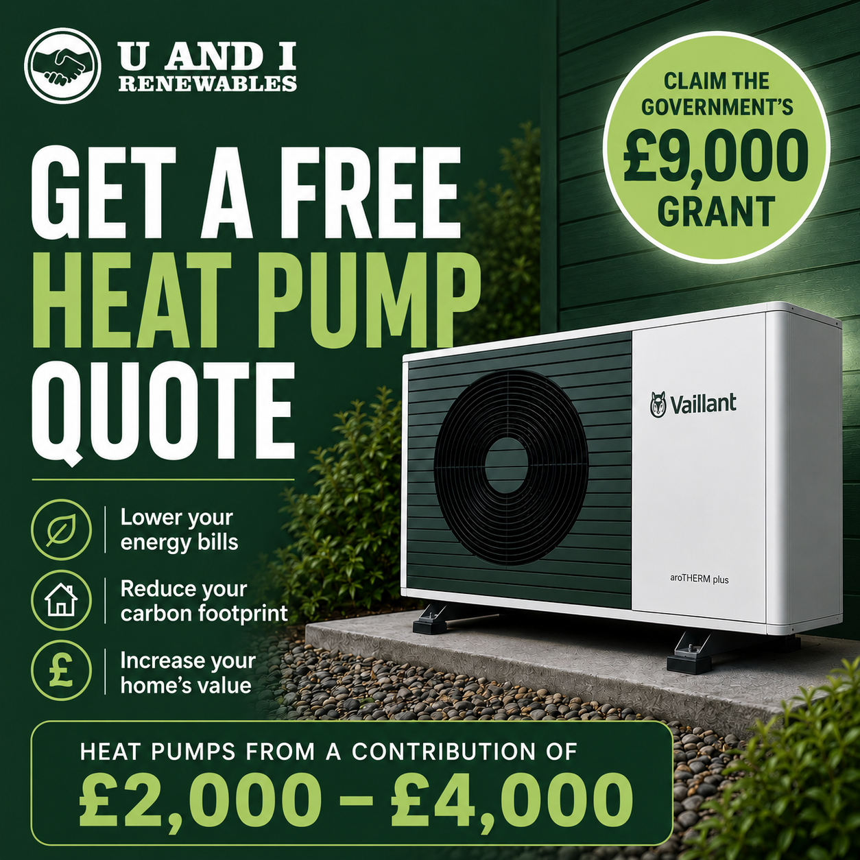 U and I Renewables Facebook ad: Get A Free Heat Pump Quote