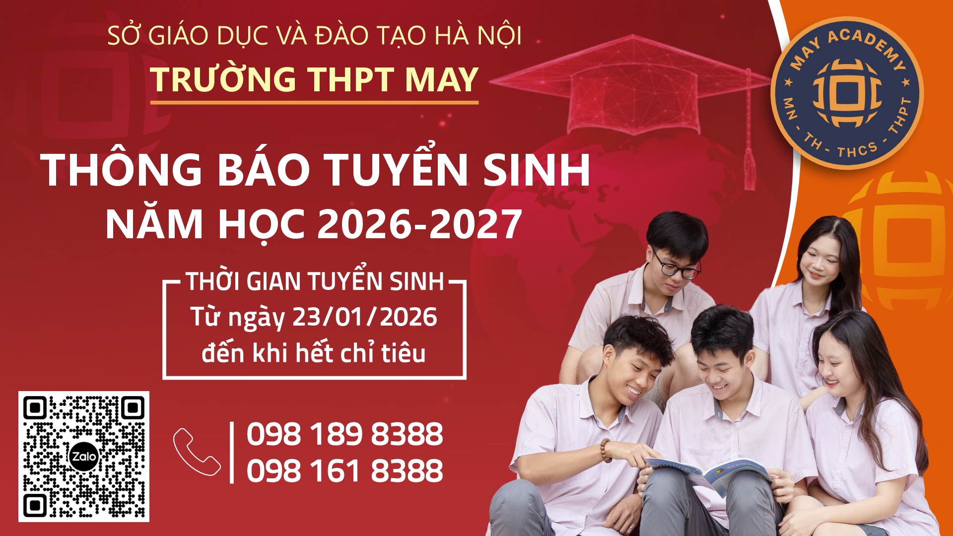 Trường THPT MAY Academy Facebook ad: THÔNG BÁO TUYỂN SINH LỚP 10 NĂM HỌC…