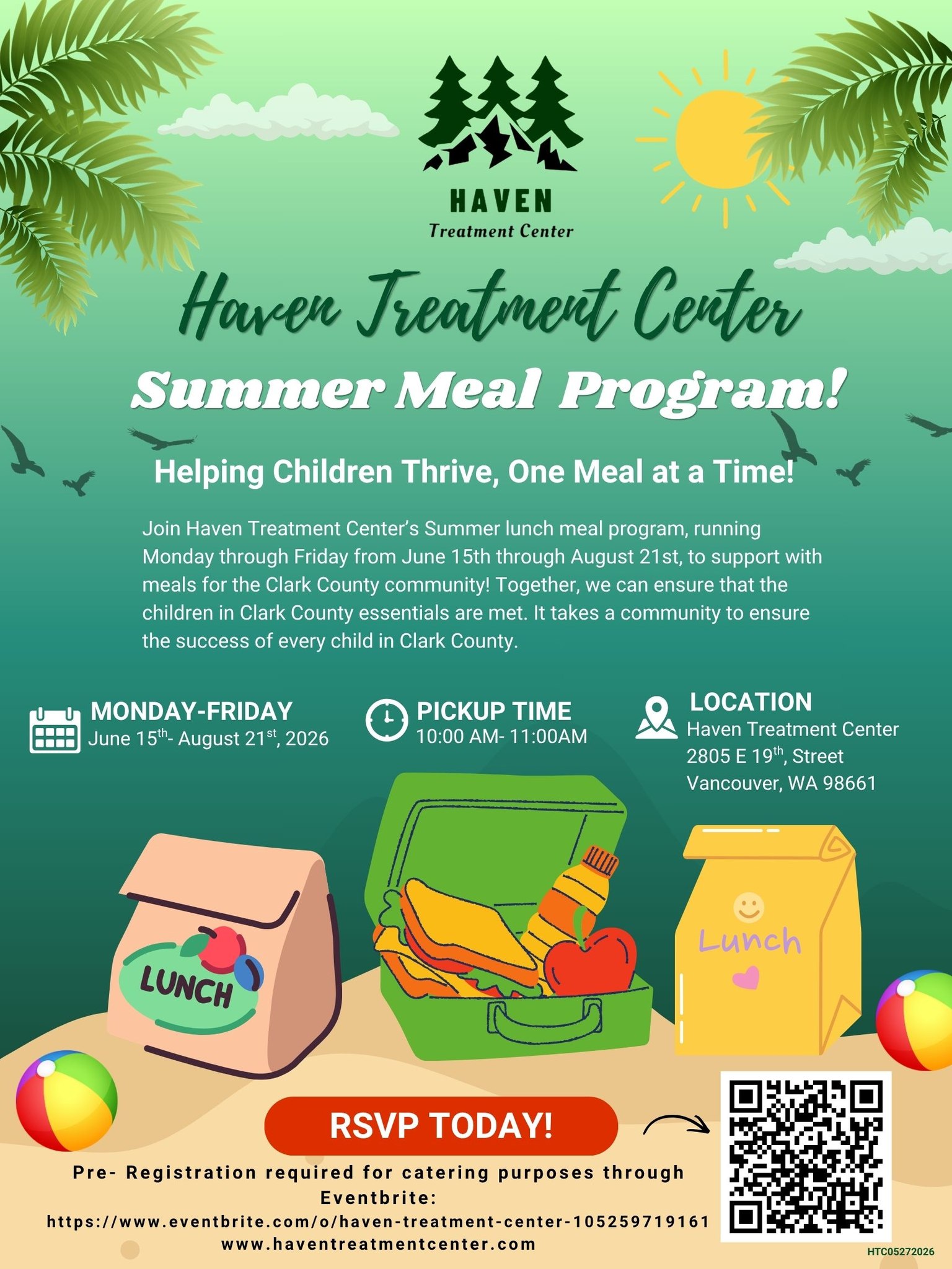Haven Treatment Center - Washington Facebook ad: Free Summer Meals for Children in Clark County!