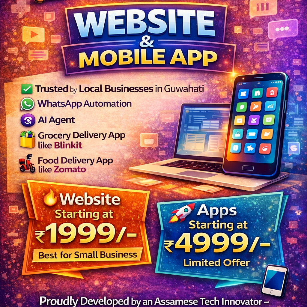 AI Talks Assam Facebook ad: Website & Mobile App Starting at ₹1999