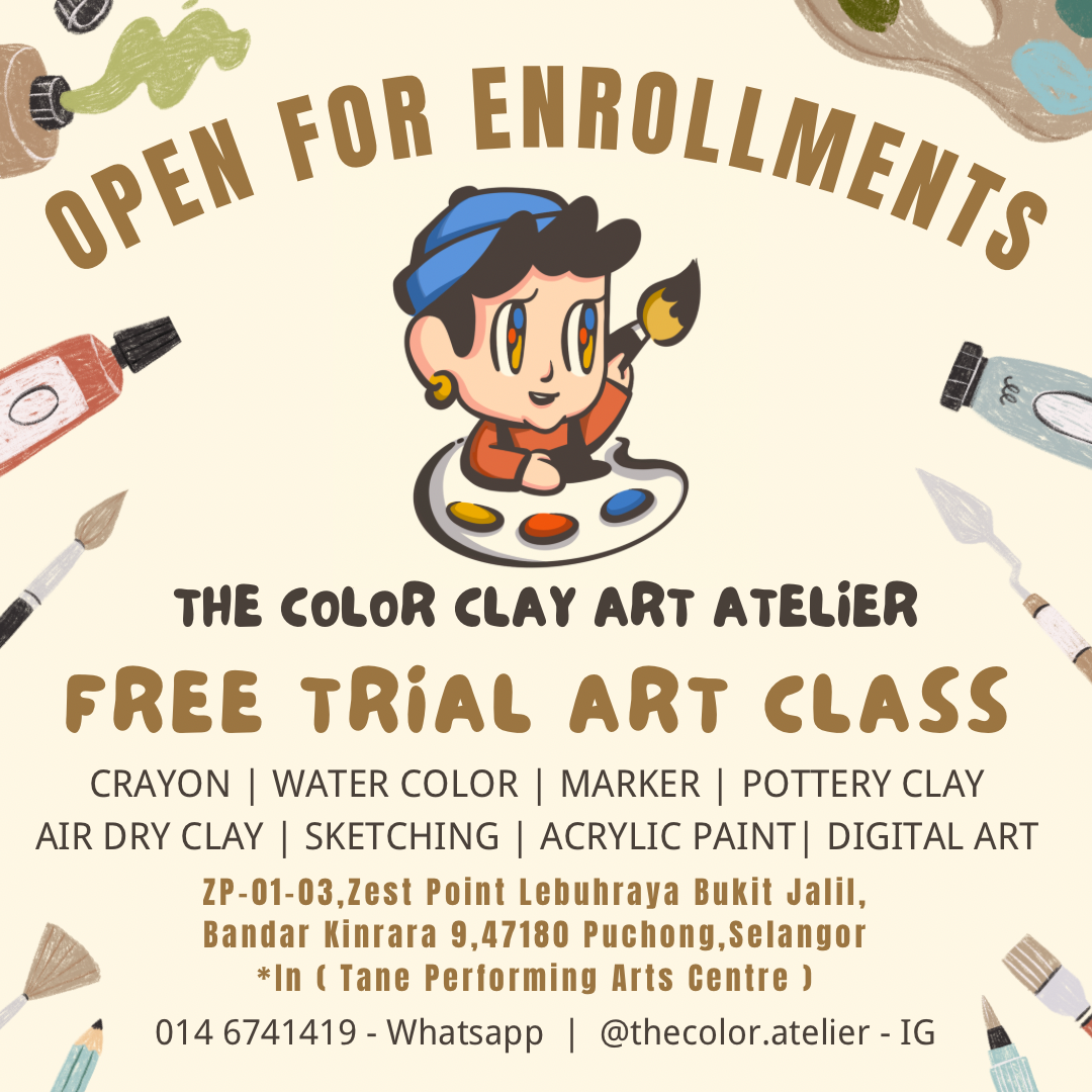 The Color Clay Art Atelier Facebook ad: Open For Enrollments FREE TRIAL CLASS