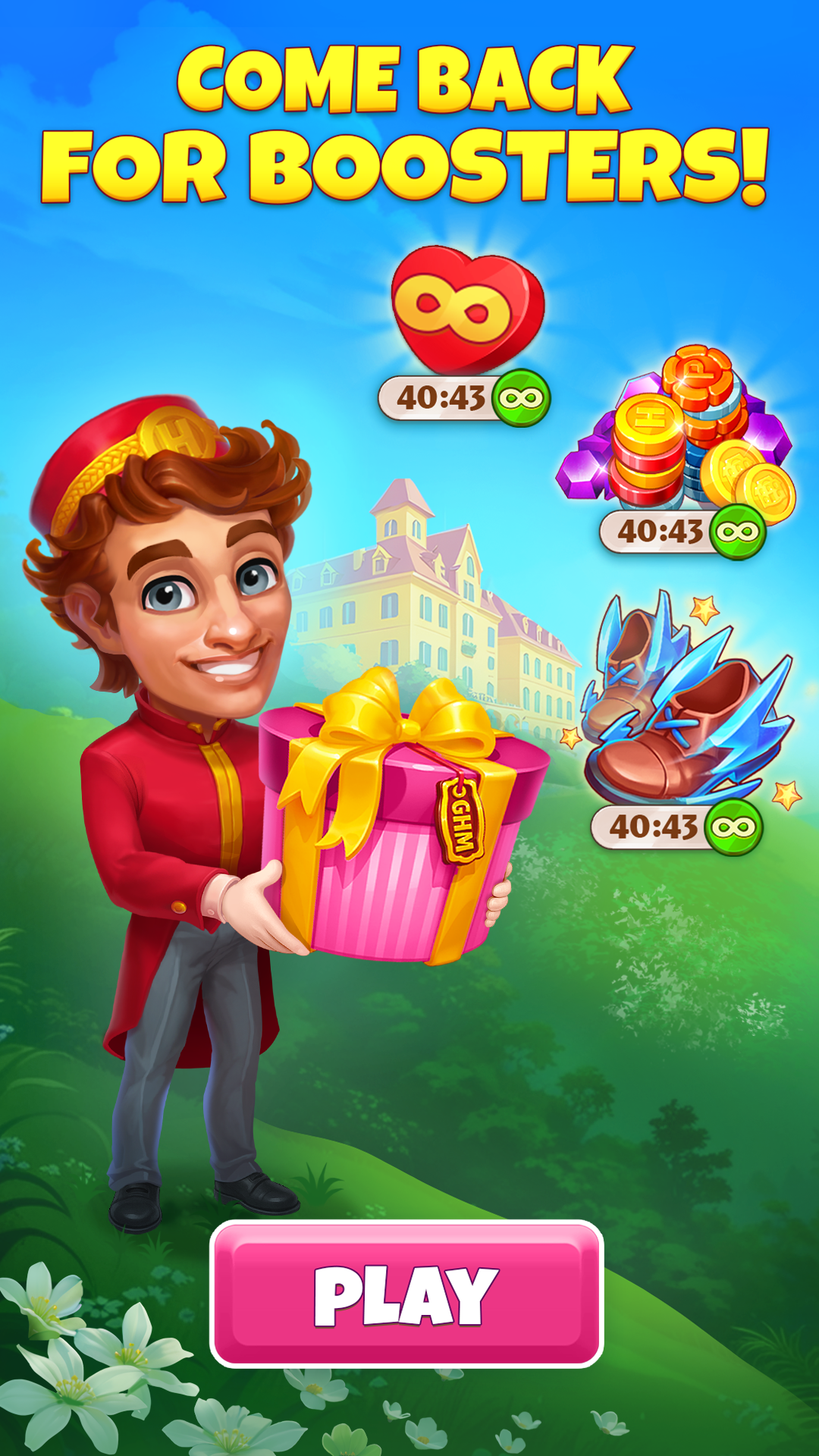 Grand Hotel Mania mobile game Facebook ad