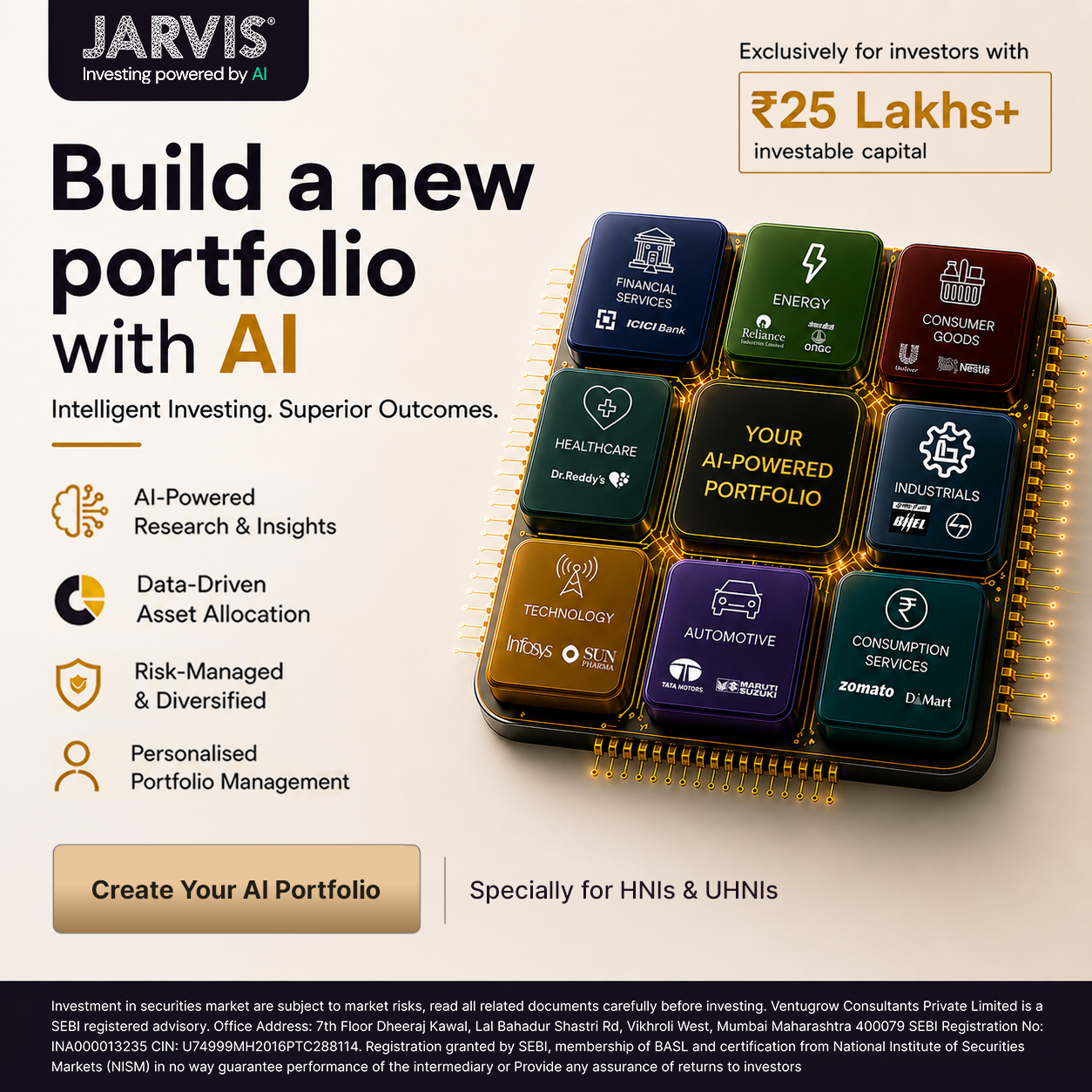 Jarvis Invest Facebook ad: Build Your AI-Powered Prime Portfolio for Long Term
