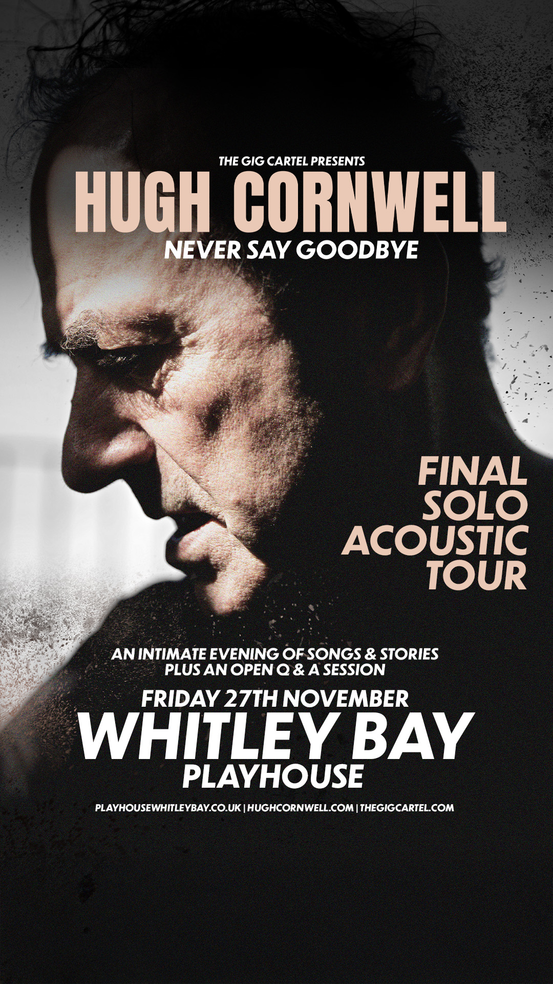 The Gig Cartel Facebook ad: Hugh Cornwell | Whitley Bay | Nov 27