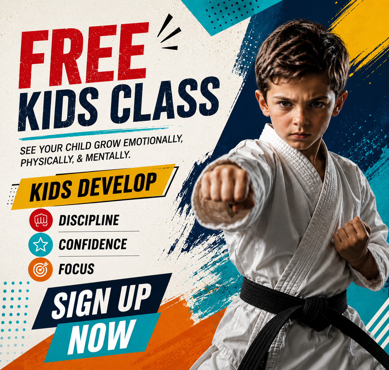 Kuk Sool Won of Oak Hill Martial Arts Facebook ad: FREE MARTIAL ARTS TRIAL CLASS - Ages 4+