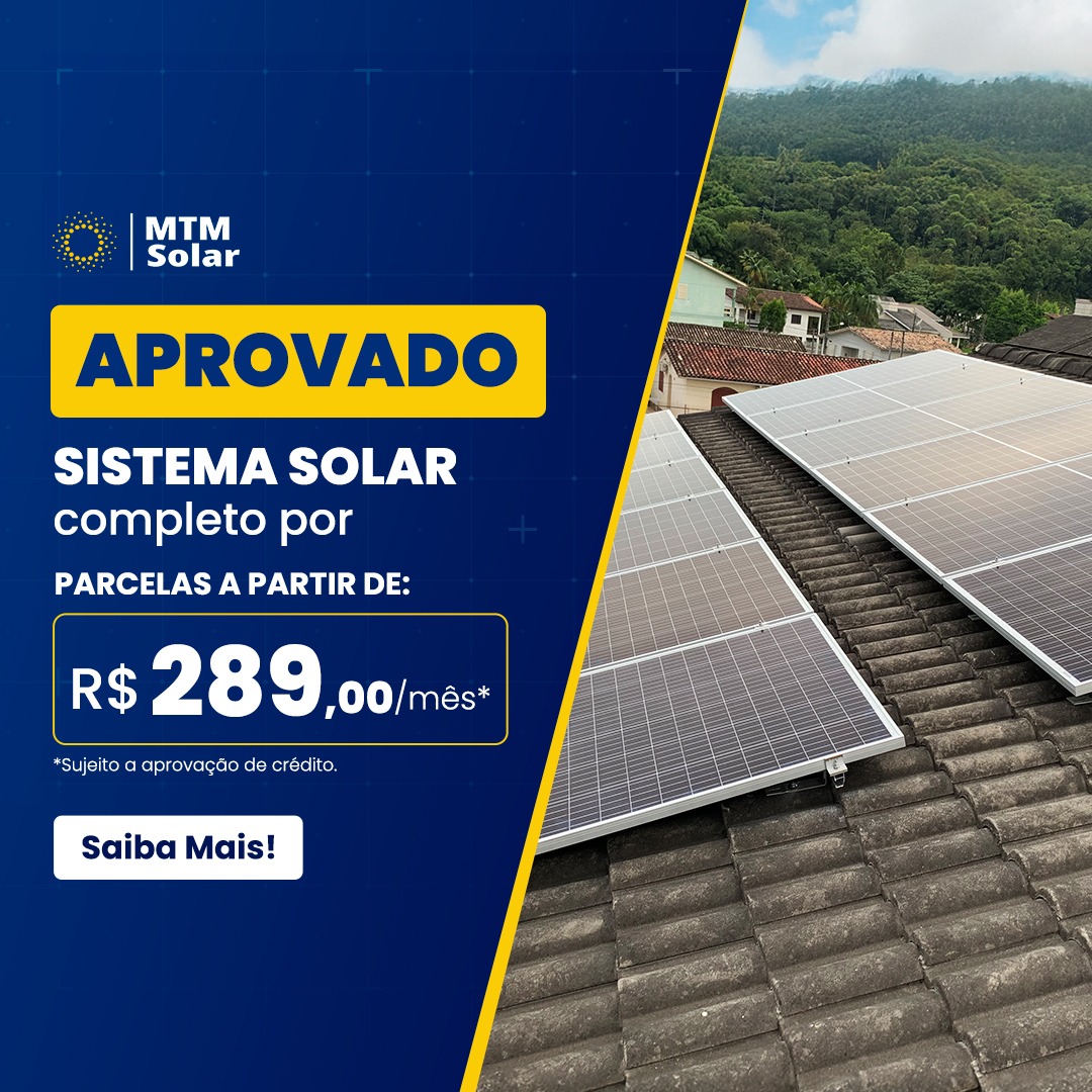 MTM Solar Facebook ad: Sistema solar por apenas R$289/mês, faça sua simulação!